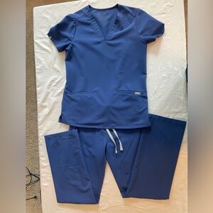Figs Blue Straight Leg Pants & Jumpsuit Set